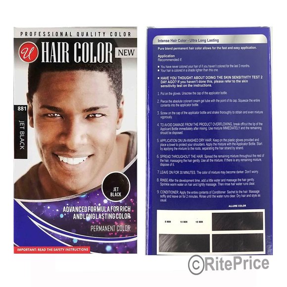 Men's Hair Color Jet Black Advanced Formula Professional Quality (2 Pack) - Picture 8 of 11